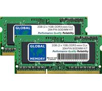 2GB 2x1GB DDR3 1066MHz PC3-8500/1333MHz PC3-10600 204-PIN Sodimm Laptop RAM Kit