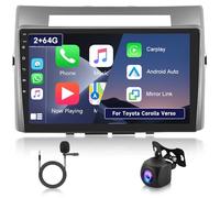2GB 64GB Android Autoradio per Toyota Corolla Verso 2004-2009 Radio Wireless Carplay Android Auto, 2 Din Schermo 9 Pollici Touch Screen Stereo Navigazione GPS WiFi Bluetooth FM RDS con Retrocamera
