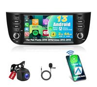 2GB+64GB Carplay Autoradio per Fiat Punto 10-16/Linea 12-15 con Android Auto, Motorsi Android Bluetooth Car Stereo Schermo con GPS/WiFi/RDS/FM/SWC/USB/Mirror Link+AHD/CVBS Telecamera Posteriore
