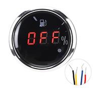 2in LED Digital Fuel Level Gauge, IP67, Smart Red Light Alarm, High-Quality 316 Stainless Steel, for Marine Boat Car (American standard black)