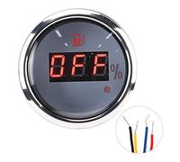 2in LED Digital Fuel Level Gauge, IP67, Smart Red Light Alarm, High-Quality 316 Stainless Steel, for Marine Boat Car (European standard white)