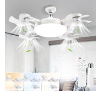 2in1 Lampadario con Ventilatore da Soffitto con Telecomando, Ventilatore da Soffitto con LED Luce, E27 Plafoniera Ventilatore Soffittos 3 Velocità Silenzioso, dimmerabile Funzioni Memoria e Tempistica