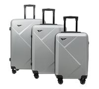 2iX Set di valigie 3 pezzi - Custodia rigida con ruote a 360° e serratura TSA - bagaglio a mano e valigia da viaggio - bianco, blu, nero, grigio, rosa - trolley per uomo e donna, grigio., Koffer 3