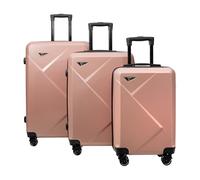 2iX Set di valigie 3 pezzi - Custodia rigida con ruote a 360° e serratura TSA - bagaglio a mano e valigia da viaggio - bianco, blu, nero, grigio, rosa - trolley per uomo e donna, Colore: rosa., Koffer
