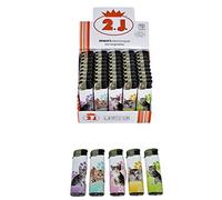 2J Accendino, Confezione da 50 accendini elettrici Gatti Ricaricabili Ricaricabili