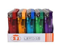 2J Confezione da 50 accendini elettronici ricaricabili colore traslucido