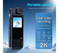 2K Mini Telecamera Portatile, Schermo da 1,3", Obiettivo Ruotabile a 180°, Telecamera Compatta Indossabile con Visione Notturna a Infrarossi, Adatta per Bicicletta, Batteria ad Alta Capacità da 1000mA