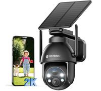 2K Telecamera Wifi Esterno Senza Fili con Pannello Solare Videocamera Nero-1pc