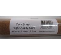 2KCork25L- 2 x 2.5mm x 915mm X 610mm Alto Qualità Sughero Foglio Rotolo Base