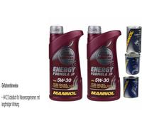 2L Olio Motore mannol Energia Formula JP 5W-30 1xLeak-Stop + Motor Doctor Flush