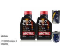 2L Olio Motore Motul 8100 X-Clean 5W-40 1xLeak-Stop+Motor Doctor