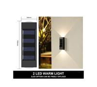 (2LED-1PCS-WARM) Lampada da parete a LED solare per esterni impiombata liberamente combinabile, impermeabile,