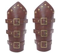 2lots Bracciali Da Polso In Pelle Fatti A Mano Durabilità PU Steampunks Braccio Polsini Per Rievocazione Storica Stile Vintage Braccialetti, Coppia marrone, Taglia unica