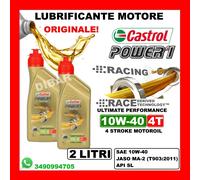 2LT OLIO CASTROL POWER1 RACING 4T 10W40 API SL JASO MA2 IN 2 LATTINE DA 1 LITRO