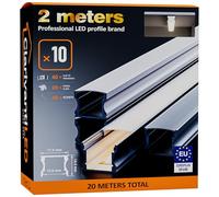 2m×10 Profili in Alluminio per Strisce LED Profilo Angolare Binario Profil per Strisce con Copertura Opaca Profilo striscie LED Cartongesso Profili Alluminio Battiscopa Veletta Soffitto canalina copri