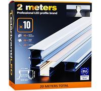 2m×10 Profili in Alluminio per Strisce LED Profilo Angolare Binario Profil per Strisce con Copertura Opaca Profilo striscie LED Cartongesso Profili Alluminio Battiscopa Veletta Soffitto canalina copri