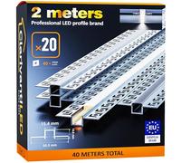 2M×20 Profili LED Cartongesso da 2 Metri in Alluminio per Strisce Profilo per LED copri in Cartongesso Canaline barre alluminio Strisce Profilo Allumini canalina profili incasso porta striscia guide