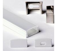 2m 2metri 1708 17x8mm PROFILO ALLUMINIO PER STRISCE STRIP LED BARRA + COPERTURA