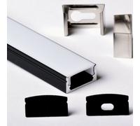 2m 2metri 1708 17x8mm PROFILO ALLUMINIO PER STRISCE STRIP LED BARRA + COPERTURA