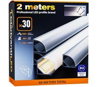 2m×30 Profili Angolari LED 2 Metri in Alluminio per Strisce LED - Canalina Angolare in Alluminio Satinato Profilo guide 45 Gradi Porta Striscia Ideale barre Soffitto Profili Angolari Strisce canaline