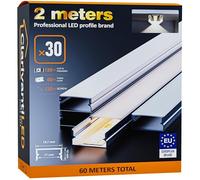 2m×30 Profili in Alluminio per Strisce LED Profilo Angolare Binario Profil per Strisce con Copertura Opaca Profilo striscie LED Cartongesso Profili Alluminio Battiscopa Veletta Soffitto canalina copri