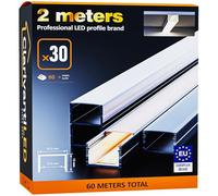 2m×30 Profili in Alluminio per Strisce LED Profilo Angolare Binario Profil per Strisce con Copertura Opaca Profilo striscie LED Cartongesso Profili Alluminio Battiscopa Veletta Soffitto canalina copri