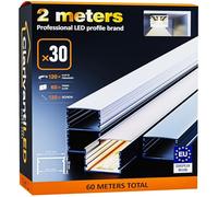 2m×30 Profili in Alluminio per Strisce LED Profilo Angolare Binario Profil per Strisce con Copertura Opaca Profilo striscie LED Cartongesso Profili Alluminio Battiscopa Veletta Soffitto canalina copri