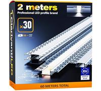 2M×30 Profili LED Cartongesso da 2 Metri in Alluminio per Strisce Profilo per LED copri in Cartongesso Canaline barre alluminio Strisce Profilo Allumini canalina profili incasso porta striscia guide