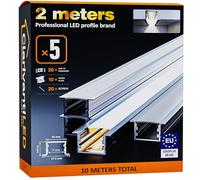 2m×5 Profili in Alluminio per Strisce LED Profilo Angolare Binario Profil per Strisce con Copertura Opaca Profilo striscie LED Cartongesso Profili Alluminio Battiscopa Veletta Soffitto canalina copri