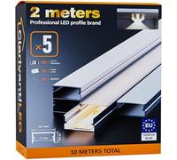 2m×5 Profili in Alluminio per Strisce LED Profilo Angolare Binario Profil per Strisce con Copertura Opaca Profilo striscie LED Cartongesso Profili Alluminio Battiscopa Veletta Soffitto canalina copri