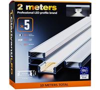 2m×5 Profili in Alluminio per Strisce LED Profilo Angolare Binario Profil per Strisce con Copertura Opaca Profilo striscie LED Cartongesso Profili Alluminio Battiscopa Veletta Soffitto canalina copri