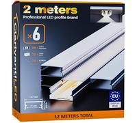 2m×6 Profili in Alluminio per Strisce LED Profilo Angolare Binario Profil per Strisce con Copertura Opaca Profilo striscie LED Cartongesso Profili Alluminio Battiscopa Veletta Soffitto canalina copri