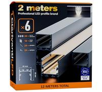 2m×6 Profili in Alluminio per Strisce LED Profilo Angolare Binario Profil per Strisce con Copertura Opaca Profilo striscie LED Cartongesso Profili Alluminio Battiscopa Veletta Soffitto canalina copri