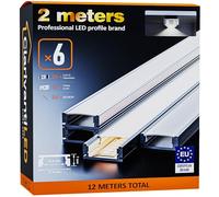 2m×6 Profili in Alluminio per Strisce LED Profilo Angolare Binario Profil per Strisce con Copertura Opaca Profilo striscie LED Cartongesso Profili Alluminio Battiscopa Veletta Soffitto canalina copri