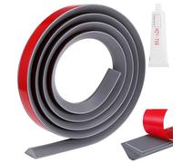 2M Barriera Doccia Ferma Acqua Triangolare, Autoadesivo Barriera Acqua con Sigillante del Silicone, Flessibile Silicone Barriera Acqua Doccia per Bagno Cucina e Toilette Vasche da Pavimento (Grigio)