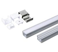 2M Kit Montaggio Con Diffusore Per LED Righe Superficie 2000X17.4X12.1Mm Argento