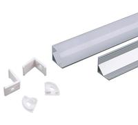 2M Kit Montaggio Con Diffusore Per Striscia LED Angolo 2000X15.8X15.8Mm Argento
