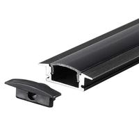 2M Kit Montaggio Con Diffusore Per Striscia LED da Incasso 2000X24.7X7Mm Nero