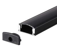2M Kit Montaggio Con Diffusore Per Striscia LED Superficie 2000X17.4X7Mm Nero