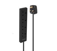 2M Mains 4 Way Gang Socket Black NUOVO