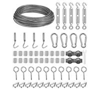 2mm Cavo Acciaio 61 Pezzi Kit, 30M 304 Inossidabile Filo per Stendere, Tiranti per Filo Acciaio con Tenditore, Occhielli, per Filo Stendibiancheria per esterno, Tende, Piante Rampicanti