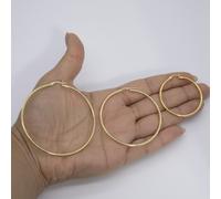 2mm Semplice Lucidato Cerchio Rotondo Orecchini 14K Giallo Placcata Oro Argento