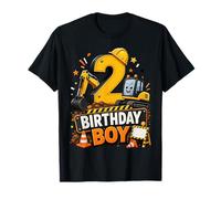 2nd Birthday Boy Construction Truck 2 Years Old Party Maglietta