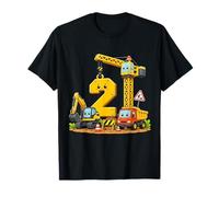 2nd Birthday Boy Construction Truck 2 Years Old Party Maglietta
