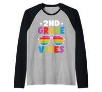 2nd Grade Back To School Sunglasses Vibes Retro First Day Maglia con Maniche Raglan
