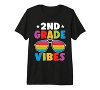 2nd Grade Back To School Sunglasses Vibes Retro First Day Maglietta Premium