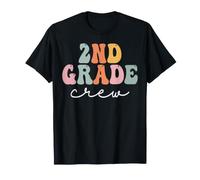 2nd Grade Crew Retro Groovy Donne Torna a Scuola Maglietta