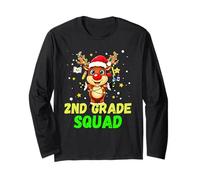 2nd Grade Squad Reindeer Xmas Teacher Student Christmas Maglia a Manica