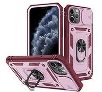 2ndSpring Cover compatibile con iPhone 11 Pro 5.8, protezione della fotocamera in PC duro anti-caduta, rinforzata con armatura, antiurto, antiurto, colore: rosa rosso