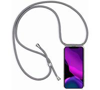 2ndSpring Cover con collana compatibile con iPhone 7/8/iPhone SE 2020, cordino in corda con ciondolo, colore: Grigio